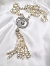 Load image into Gallery viewer, Long tassel shell pearl cz necklace
