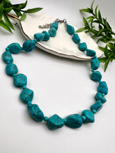 Load image into Gallery viewer, Short natural turquoise gem stones necklace
