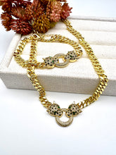 Load image into Gallery viewer, Studded leopard emerald eye necklace
