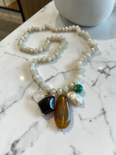 Load image into Gallery viewer, Four different gemstones light beige crystal necklace
