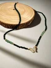 Load image into Gallery viewer, Crystal choker with green quartz butterfly necklace
