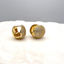 Load image into Gallery viewer, Clip-on round cz studded gold plated earrings
