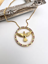 Load image into Gallery viewer, Micro CZ colorful Holy Spirit mandala necklace
