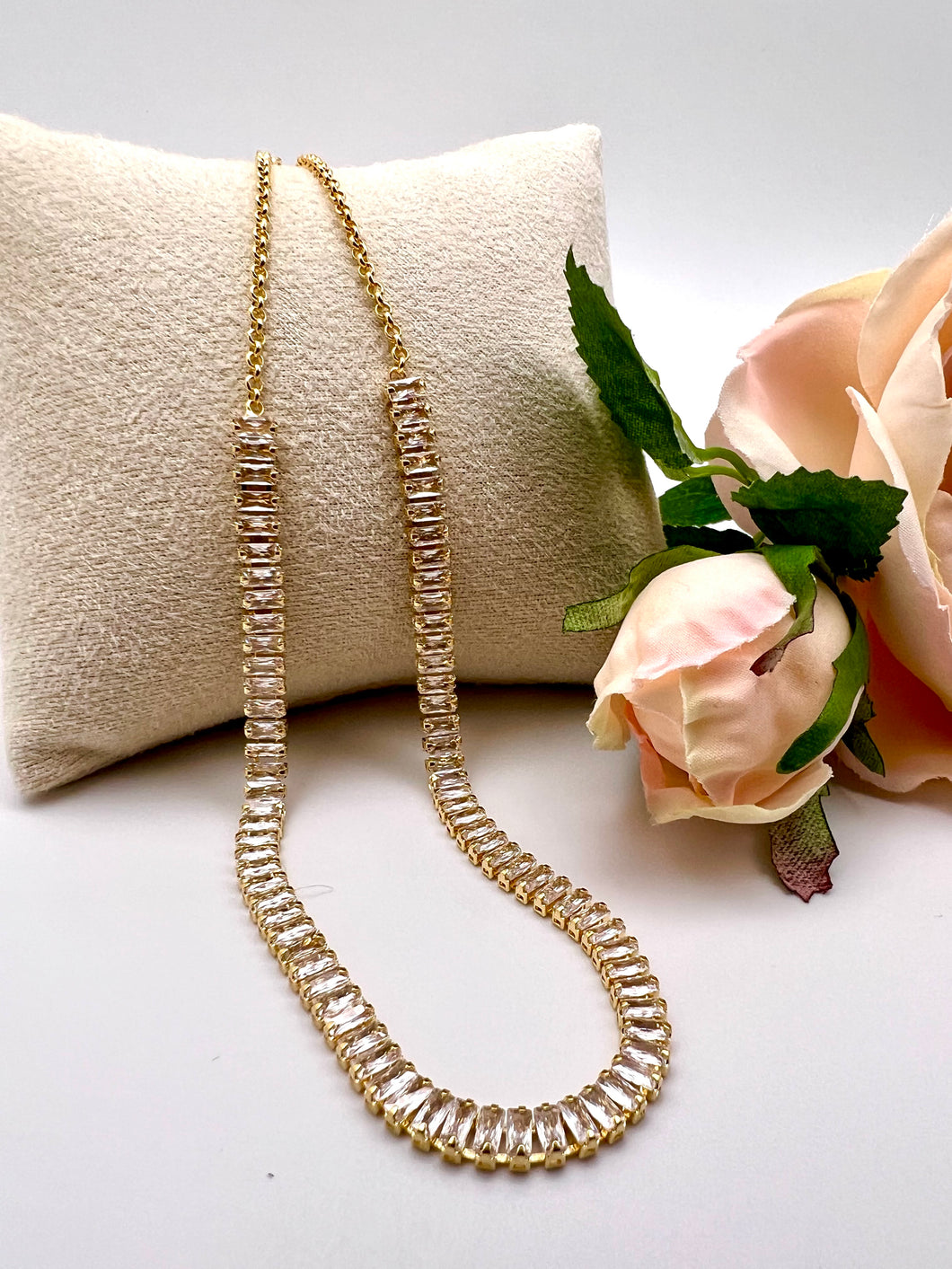 Choker baguette 2x4 small link necklace