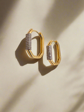 Load image into Gallery viewer, Cut corner earrings cz detail
