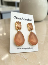Load image into Gallery viewer, Faceted light peach crystal and matte earrings
