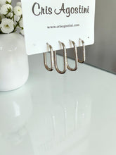 Load image into Gallery viewer, Two different size hoop with sleek crystal inlay
