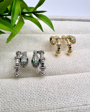 Load image into Gallery viewer, Luxury inspired snake cz diamond studded earrings
