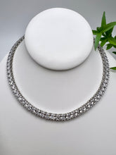 Load image into Gallery viewer, Princess cut square cz silver  tennis choker necklace
