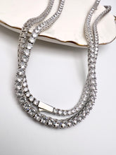 Load image into Gallery viewer, Tennis choker fine-cut cz and jewel clasp necklace
