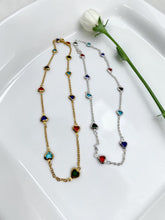 Load image into Gallery viewer, Colorful spaced hearts necklace
