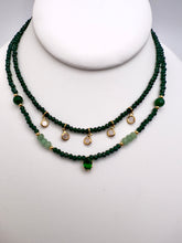 Load image into Gallery viewer, Set of 2 green crystal pendants choker necklace
