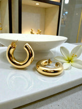 Load image into Gallery viewer, Large chunky polished hoop earrings

