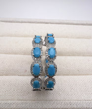 Load image into Gallery viewer, Turquoise and pave cz hoop earrings
