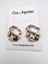 Load image into Gallery viewer, Medium organic cramped silver plated  earrings
