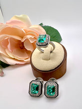 Load image into Gallery viewer, Tourmaline set with  enameled detail
