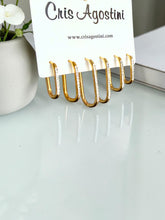 Load image into Gallery viewer, Three different size hoop with sleek crystal inlay
