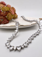 Load image into Gallery viewer, Rhodium heart shape 2 sizes cz diamond choker
