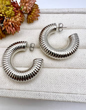 Load image into Gallery viewer, Large light fileted model hoop earrings
