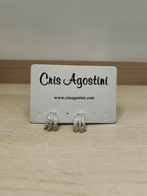 Load image into Gallery viewer, Small 3-row pave earrings
