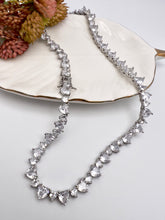 Load image into Gallery viewer, Rhodium heart shape 2 sizes cz diamond choker
