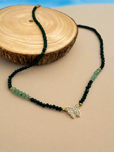 Load image into Gallery viewer, Crystal choker with green quartz butterfly necklace
