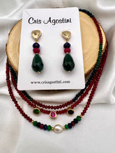 Load image into Gallery viewer, Jade safira rubellite emerald jade drop earrings
