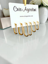 Load image into Gallery viewer, Three different size hoop with sleek crystal inlay
