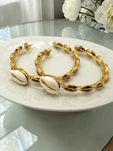 Load image into Gallery viewer, Large coastal shell hoop earrings
