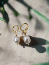 Load image into Gallery viewer, One freshwater pearl hoop earrings
