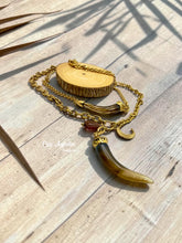 Load image into Gallery viewer, Antique gold boho double-strand necklace resin saber-tooth

