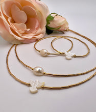 Load image into Gallery viewer, Gold plated straw necklace with detail
