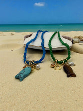 Load image into Gallery viewer, Natural stone necklace with fish pendant
