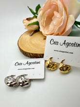 Load image into Gallery viewer, Medium hammered organic hoop earrings
