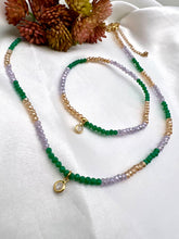 Load image into Gallery viewer, Dulce de leche lilac emerald crystal choker necklace
