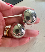 Load image into Gallery viewer, Half ball button silver plated earrings
