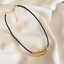 Load image into Gallery viewer, Leather choker with gold plated detail necklace
