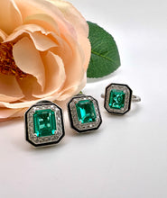 Load image into Gallery viewer, Tourmaline set with  enameled detail
