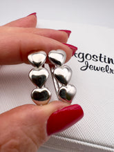 Load image into Gallery viewer, Three golden hearts earrings
