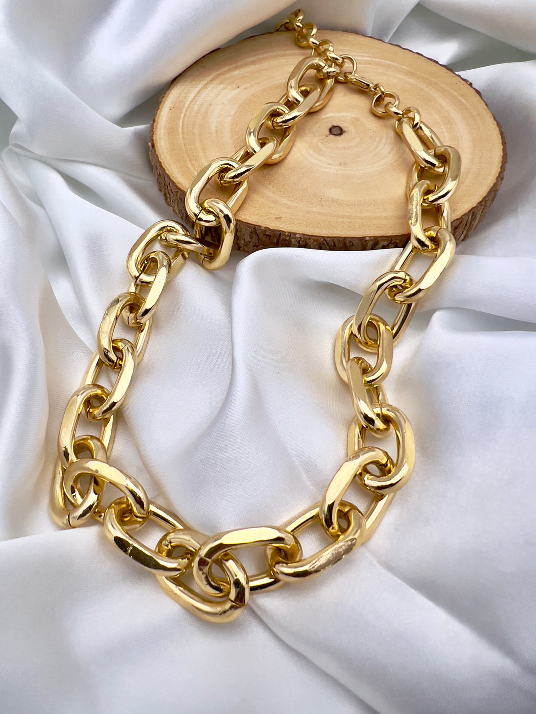 Large links gold and silver plated necklace