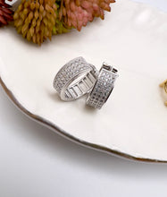 Load image into Gallery viewer, Round three row pave hoop earrings
