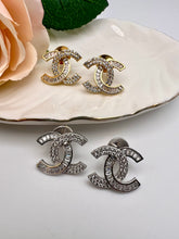 Load image into Gallery viewer, Luxury inspired CC baguette cz earrings
