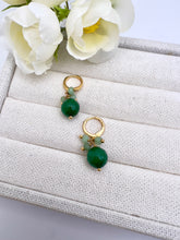 Load image into Gallery viewer, Natural ball gemstone hoop earrings
