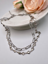 Load image into Gallery viewer, Double choker links and hearts necklace
