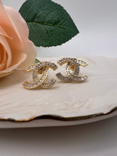 Load image into Gallery viewer, Luxury inspired CC baguette cz earrings
