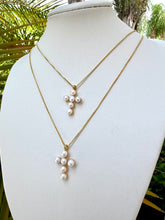 Load image into Gallery viewer, Mini pearl crucifix necklace
