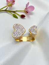 Load image into Gallery viewer, Micro cz 2 hearts adjustable ring
