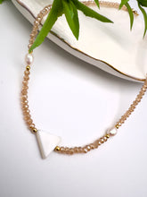 Load image into Gallery viewer, Triangle mother-of-pearl dulce de leche necklace
