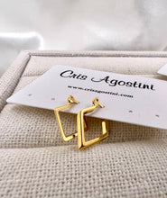 Load image into Gallery viewer, Lightweight diamond-shaped hoop earrings
