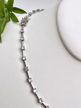 Load image into Gallery viewer, Cz diamond  straight detail rhodium plated necklace
